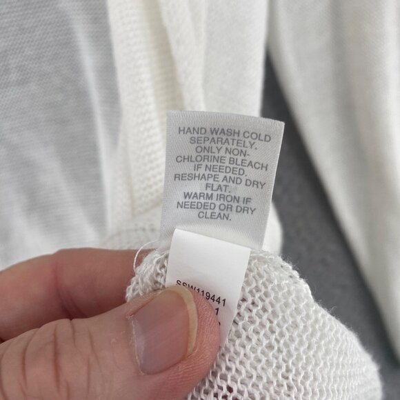 J Jill Sweater Womens Extra Small White Linen Blend Cardigan Open Front Pockets - Picture 7 of 10